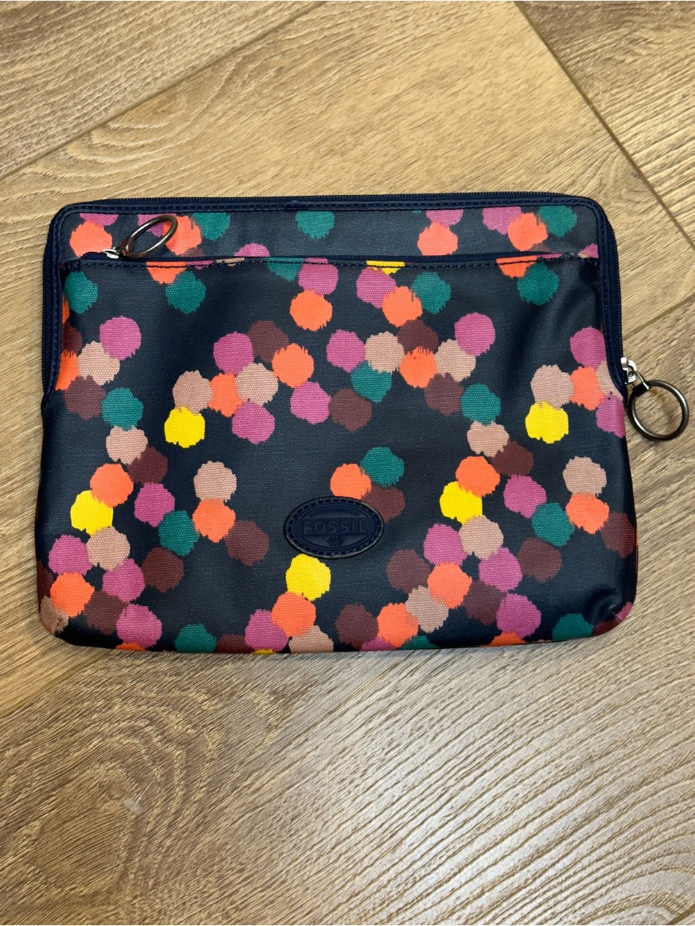 Fossil Black Tablet Pouch with Multicolor Dot Print